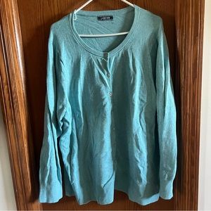 NWOT Lands’ End Aqua Blue Fleck Cardigan Sweater Size 3X